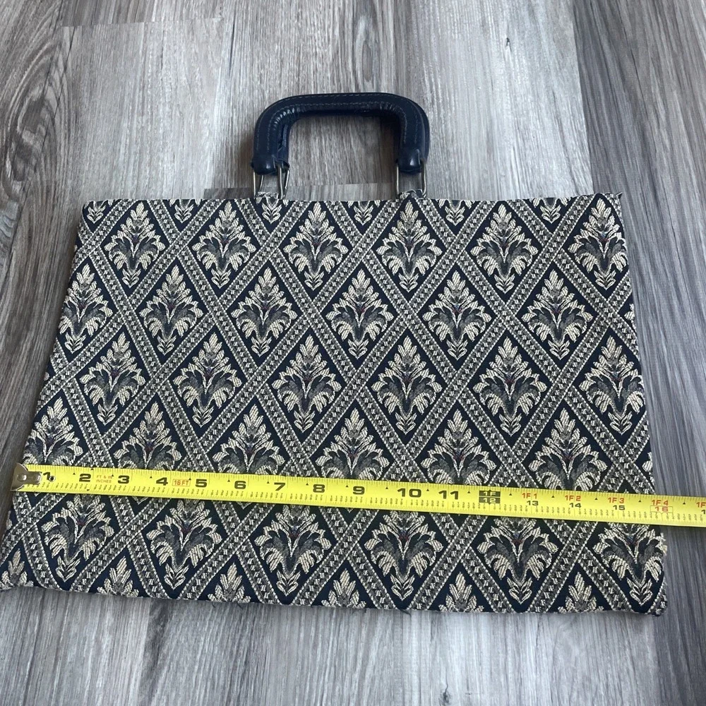 Vintage Elliva Boston‎ Tapestry Briefcase Laptop Case w/ Leather Handle 80s